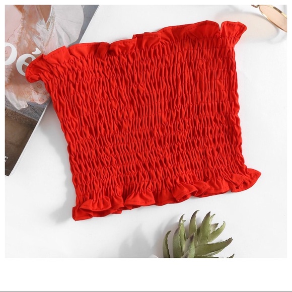 Tops - Red Smocked tube top